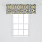 Ambesonne Turkish Pattern Window Valance Pack of 2, Flowers in and Traditional Style, Rod Pocket Curtain Valances for Kitchen Bedroom, 42" X 18", Earth Yellow Slate Blue