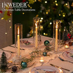 Glass Hurricane Candle Holder: 12" Tall Candlestick Holder Bulk with Cylinder Windproof Cover Set of 6 Clear Taper Candle Holders for Wedding Party Birthday Christmas Decor
