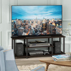 Furinno Turn-N-Tube No Tools 3D 3-Tier Entertainment TV Stand up to 50 inch TV, Round Tubes, Dark Brown / Black