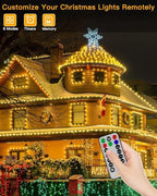 Ollny Outdoor Christmas Lights 1000LED 328FT, Warm White Fairy Lights IP67 Waterproof, Plug in String Light with Remote 8 Modes Timer, Xmas Light for Outside Indoor House Tree Decorations