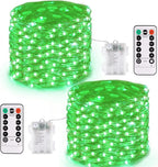 JMEXSUSS 2 Pack Green Fairy Lights Battery Operated, Total 400 LED 132ft Twinkle String Lights with Remote, 8 Modes Christmas Lights for Tree Fireplace Bedroom Indoor Outdoor Halloween Xmas Decor