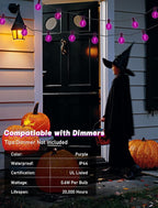 SUNSGNE G40 LED Purple Lights Outdoor, 25 Feet Halloween Purple String Lights with 25 Count Bulbs for Halloween Thanksgiving Indoor Outdoor Party Festival Haunted House Decor