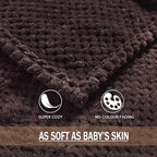 Exclusivo Mezcla Fleece Bed Blanket Twin Size, Super Soft and Warm Blankets for Couch, Sofa and Bed Waffle Textured, Cozy, Fuzzy and Lightweight (Coffee, 90x66 Inches)