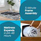 Linenspa 12” Memory Foam and Innerspring Hybrid Mattress + 14” Black Metal Platform Bedframe – Twin XL Mattress + Metal Folding Twin XL Bedframe