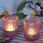 Woho 12Pcs Pink Votive Candle Holders, Tealight Candle Holder for Wedding Table Decor, Tea Lights Candle Holder for Engagement Birthday Party