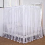 Akiky Princess Canopy Bed Curtains Bed Canopy Curtains with Lights for Queen Size Bed Drapes,8 Panels Canopies with Lights,Room Décor (Full/Queen, White)
