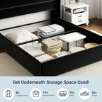 Allewie Full Size Velvet Lift Up Storage Bed, Modern Wingback Headboard, Hydraulic Support, No Box Spring Needed, Black