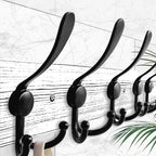 IBosins Wall Mounted Coat Rack, 31.4'' Long, Rustic Wood & Aluminum Coat Rack with 8 Black Tri-Hooks for Coat, Bag, Towel, Key, Hat, Umbrella