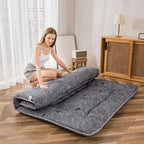MAXYOYO Black Leaf Printed Japanese Futon Floor Mattress, Thicken Sleeping Pad Floor Bed Roll Up Camping Guest Mattress Folding Couch Bed, Full Size