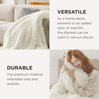 Bedsure GentleSoft Fluffy Cream Throw Blanket Decorative Blankets for Bed Couch Sofa, Cream Decor Sherpa Fleece Soft Cozy Fuzzy Plush Thick Warm Faux Fur Decorations, Ivory Baby Girl Gifts, 50x60