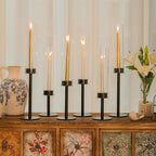 Hurricane Candle Holders Set of 6 Metal Candlestick Holder for Glass Taper Tall Candle Holders with Crystal Chimney Tube Candles Stands for Home Decor, Christmas, Dinning (6, Black)
