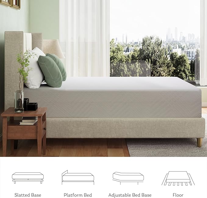 King Mattress in a Box, 10 inch Mattresses for Platform Bed Double Size Daybed, Green Tea Memory Foam Medium Firm