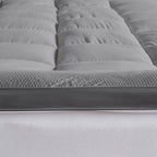 Great Bay Home Twin Mattress Topper. Thick, Elastic Corner Mattress Protector and Cover. Ultra-Soft Pillowtop Mattress Pad. Fits Mattresses Up to 18" (Twin, Light Grey)