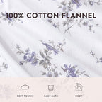 Laura Ashley - Flannel Sheets Full Size, Anti-Pilling & Wrinkle Resistant Cotton, Touchably Soft for All-Season Comfort - Bed Sheets with Matching Pillowcases & Fitted Sheet (Jessika Lavender)