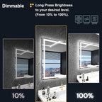 LED Bathroom Mirror 60"x 40",Front Lit and Backlit Bathroom Mirror with Lights,Stepless Dimmable,Anti-Fog, Shatter-Proof, Memory, 3 Colors Lighted Vanity Mirror (Horizontal/Vertical)