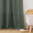 RYB HOME Green Linen Curtains 84 inches Long for Living Room Kids Room, Light Filtering Privacy Protection Home Decor 2 Panels Set for Sliding Glass Door, W 52 x L 84 inches, Hunter Green