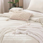 Litanika Comforter King Size Beige, 3 Pieces Lightweight Bedding Comforter Set, Down Alternative Comforter All Season Fluffy Bed Set Gift Choice