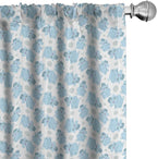Ambesonne Animal Cartoon 2 Panel Curtain Set, Happy Smiling Pattern with Dots Animal, Lightweight Window Treatment Living Room Bedroom Decor, Pair of - 28" x 84", Pale Blue Sky Blue White