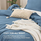 Litanika Comforters Full Size Ocean Blue, 3 Pieces Lightweight Solid Bedding Set & Collections, All Season Fluffy Bed Set (79x90 Inches Comforter & 2 Pillowcases)