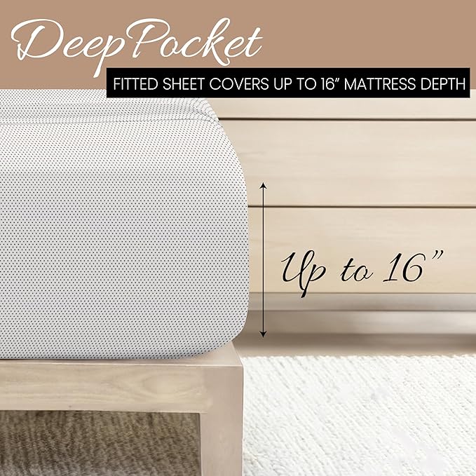 Linen Market Double-Brushed Patterned Microfiber Full Sheet Set 4 Piece – Oeko-TEX Certified Ultra Soft & Wrinkle-Free - 16" Deep Pocket Sheets - Easy Care Full Size - Stippled Gray