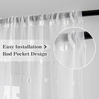 MYSKY HOME White Curtains for Bedroom 72 Inch Length Long Sheer Curtains for Kids Room Nursery Curtains with White Patched Design Rod Pocket Privacy Window Drapes Dining Room 52" x 72" 2 Panels