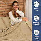 Queen 6 Piece Sheet Set - Comfy Breathable & Cooling - Soft Hotel Luxury Bedding Set with 8-16 Inch Deep Pockets - 1 Flat & 1 Fitted Sheet & 4 Pillowcases - Wrinkle Free & Easy Care - Heathered Tan