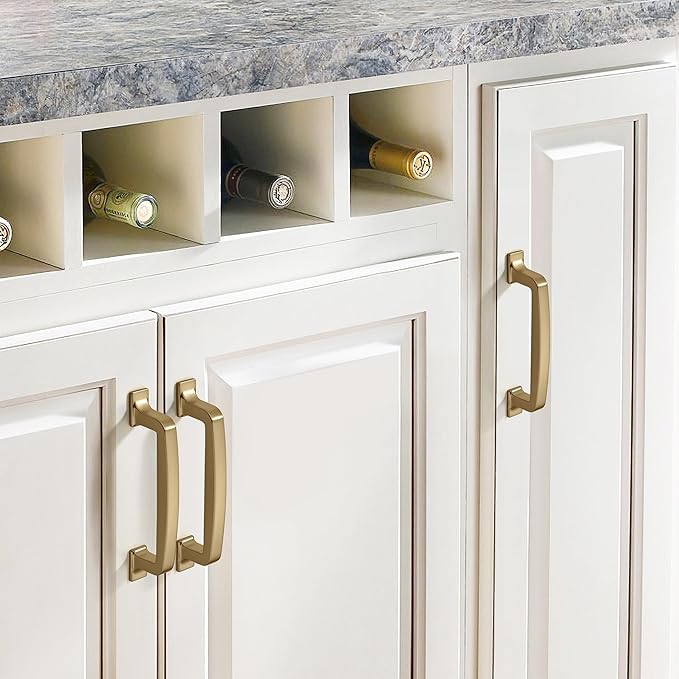 khtumeware 10 Pack 3 Inch Kitchen Cabinet Handles Brushed Brass Cabinet Pulls Brushed Gold Drawer Pulls Kitchen Cabinet Hardware Kitchen Handles for Cabinets Cupboard Handles Drawer Handles