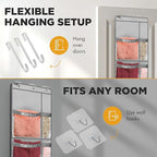 Over the Door Weekly Clothes Organizer - 5 Shelf Hanging Closet Storage with Day of the Week Labels - Weekly Clothes Organizer For Kids - Space-Saving Over Door or Wall Hanging Organizer (Grey)