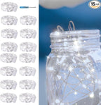 15 Packs Fairy String Lights, 6.6FT 20 LED Battery Operated Silver Copper Wire Starry String Light for DIY Party Christmas Costume Wedding Easter Table Decorations (Cool White)
