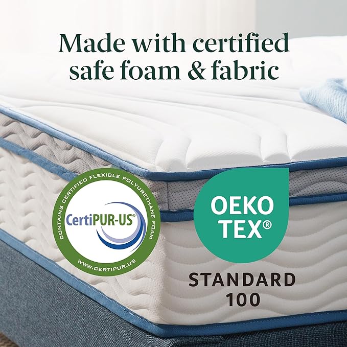 ZINUS 6 Inch Spring Sensation Hybrid Mattress [New Version], Full, Fiberglass Free, Medium Firmness, Durable Support, Certified Safe Foams & Fabric, Mattress in A Box
