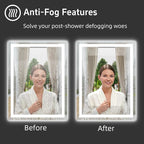 36"x 24" LED Bathroom Mirror with Lights, Anti-Fog, Dimmable, Backlit + Front Lit Smart Mirror, Lighted Bathroom Vanity Mirror for Wall, Shatter-Proof Tempered Glass(Horizontal/Vertical)