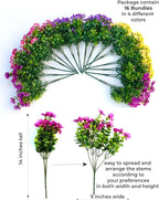 Artificial Flowers Outdoor Fake Plants - 16 Bundles UV Resistant No Fade Faux Shrubs Plastic Greenery Home Garden Porch Patio Decoration (1, Multi02-16pcs)