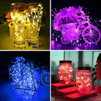 ZGWJ 24 Pack Fairy Lights Battery Operated, 7ft 20 Mini LED Fairy String Lights Silver Wire 3 Modes for DIY, Parties, Wedding, Bedroom, Halloween Christmas Decoration Mixed-Color
