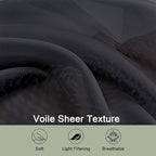 OWENIE Black Sheer Curtains, Sheer Curtains 96 inches Long 2 Panels Set, Rod Pocket Voile Fimly Sheer Drapes for Living Room/Bedroom, 2pcs, Each 59" W x 96" L