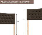 Tufted Upholstered Headboard King Size, Sturdy and Durable Solid Wood Bed headboard, Fabric Headboard Adjustable Height from 37” to 51”, Modern Button Diamond Design Head Board, Chocolate