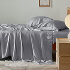 Bedsure Cooling Sheets Twin, Rayon Derived from Bamboo, Cooling Sheets, Breathable & Soft, Deep Pocket Up to 16 Inches, Hotel Luxury Silky Bedding for Hot Sleepers, Silver Grey