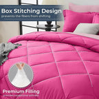 HEVUMYI Hot Pink & Baby Pink Queen Comforter Set - 7-Piece All Season Bed in a Bag Queen, Ultra Soft Bedding Set with Comforter, Flat Sheet, Fitted Sheet, Pillowcases, Pillow Shams