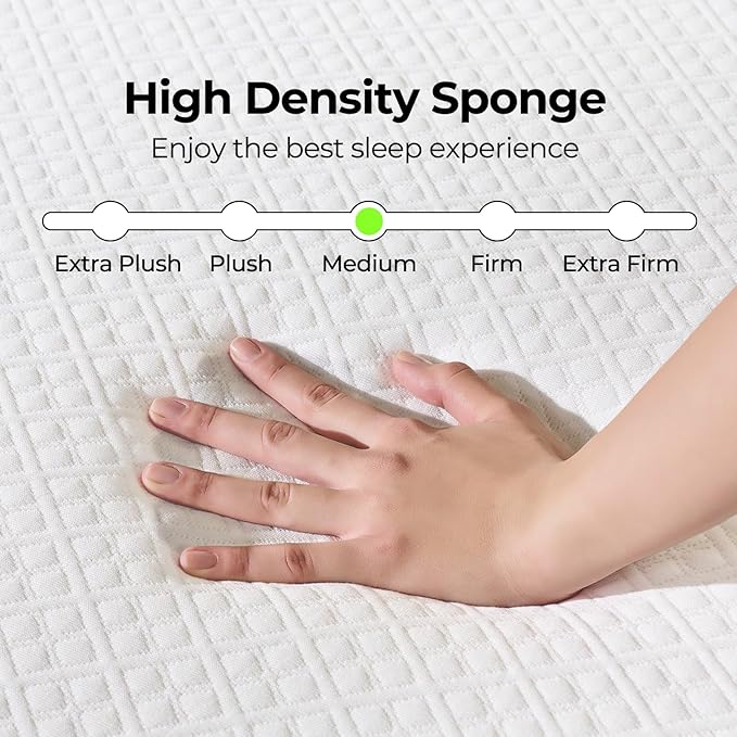 Rolanstar 6 Inch Full Mattress Gel Memory for Cool Sleep & Pressure Relief, Medium Firm Feel, CertiPUR-US Certified, Mattress in a Box, White