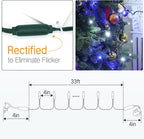 Brizled Blue & White Christmas Lights, 33ft 100 LED 5MM Wide Angle Christmas Lights, Mini String Lights Connectable, UL Listed Xmas Tree Light for Indoor Outdoor Holiday Party Decor, Green Wire