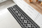 Custom Length Cut to Size Tribal Ethnic Southwestern Inspired Hallway Runner Rug, Non Slip Rubber Backed, 31 inch Wide X Customized Length, Aztec Black, 31 inch X 33 feet