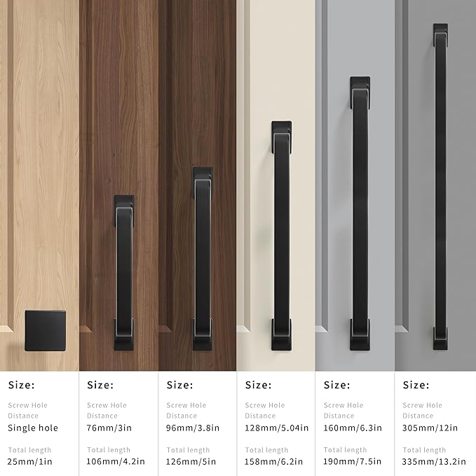 khtumeware 6 Pack 3 Inch Black Cabinet Handles - Matte Black Cabinet Pulls and Drawer Pulls