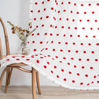 MYSKY HOME Short Curtains for Bedroom 54 Inches Long Merry Christmas Red Pom Pom White Sheer Curtains Kitchen Bathroom Nursery Boys Kids Room Rod Pocket 2 Pieces Small Window 52" x 54"