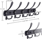 Dseap Coat Rack Wall Mounted - 5 Tri Hooks, Heavy Duty, Stainless Steel, Metal Coat Hook Rail for Coat Hat Towel Purse Robes Mudroom Bathroom Entryway (Pink, Pack of 2)