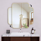 18"x24" Matte Gold Mirror for Wall, Brushed Metal Framed Rounded Corner Rectangular Mirror for Bathroom Vanity,Entryway,Living Room,Bedroom,Vertical or Horizontal
