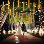 Kwaiffeo Warm White Icicle Lights Outdoor, 40-Tube Meteor Shower Lights for Christmas Thanksgiving New Year Party Yard Wedding Decor, Equivalent to 5 Sets of 8-Tubes