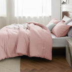 Bedsure Queen Comforter Set - Pink Soft Bedding for All Seasons, Cationic Dyed Bed Set, 3 Pieces, 1 Queen Size Comforter (90"x90") and 2 Pillow Shams (20"x26"+2")