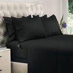 DREAMCARE King Size Sheets Set – 6 pcs Cooling Bed Sheets – up to 15” Deep Pocket King Sheet Set – 2500 Supreme Collection – Extra Soft 100% Brushed Microfiber Hotel Luxury with Side Pocket – Black