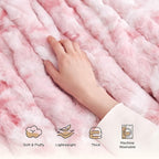 Bedsure GentleSoft Sherpa Fluffy Blanket King Size for Bed - Fleece Warm and Cozy for Women Gift, Plush & Fuzzy Faux Fur Christmas Blanket for Couch, Sofa Decor, Tie Dye Design, Pink, 108x90 Inches