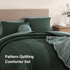 Monbix Queen Comforter Set - 7 Pieces Deep Forest Bed in a Bag Queen Bedding Sets with Comforters, All Seasons Down Alternative Comforter Bed Set with Sheets,Pillowcases & Shams