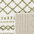 SAFAVIEH Arizona Shag Collection Area Rug - 2'6" x 14' Runner, Ivory & Green, Non-Shedding & Easy Cleaning, Plush Thick Pile, Ideal for Living Room, Bedroom, Dining Space (ASG741Y)
